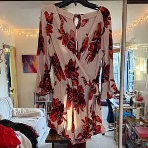 Free People Red and White Floral Romper